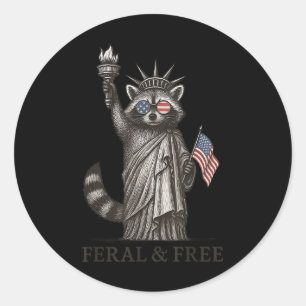 Feral & Free Racoon American Feral Girl Summe Classic Round Sticker