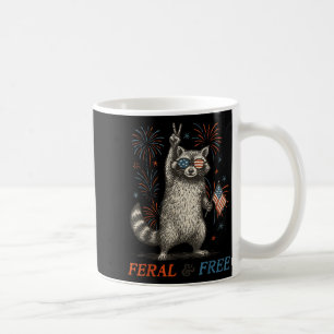 Feral &amp; Funny 4th July Patriotic Racoon Feral  Coffee Mug