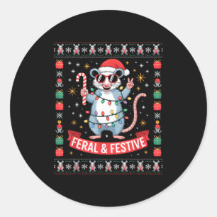 Feral And Festive Ossum Christmas Sweater  Classic Round Sticker