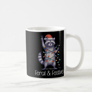 Feral And Festive Raccoon, Funny Christmas  Coffee Mug