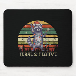 Feral And Festive Raccoon Santa Christmas Holiday  Mouse Pad