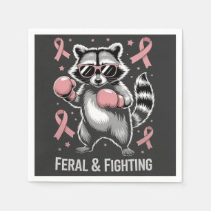 Feral and Fighting Racoon Breast Cancer Awareness Napkin