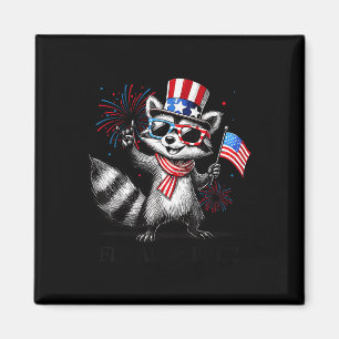 Feral And Free Funny Cute Racoon 4th Of July Patr Magnet