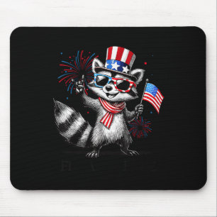 Feral And Free Funny Cute Racoon 4th Of July Patr Mouse Pad