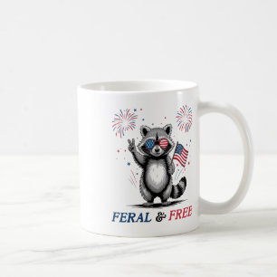 Feral And Free Funny Racoon Usa Feral But Free 4t Coffee Mug