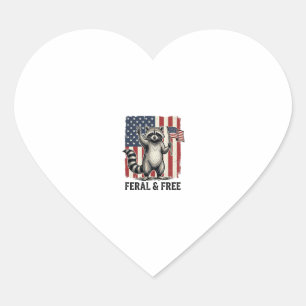 Feral and Free Patriotic Raccoon Vintage Shirt Des Heart Sticker