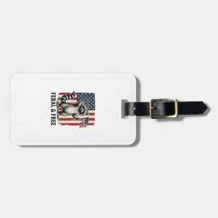Feral and Free Patriotic Raccoon Vintage Shirt Des Luggage Tag