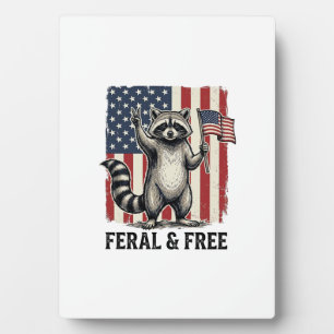 Feral and Free Patriotic Raccoon Vintage Shirt Des Plaque