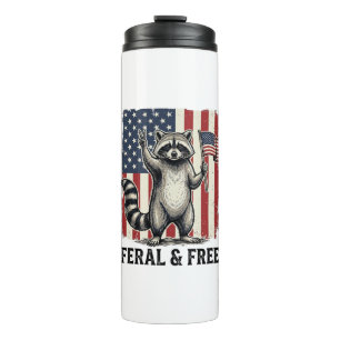 Feral and Free Patriotic Raccoon Vintage Shirt Des Thermal Tumbler
