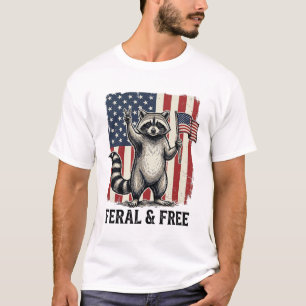 Feral and Free Patriotic Racoon Vintage Shirt Des