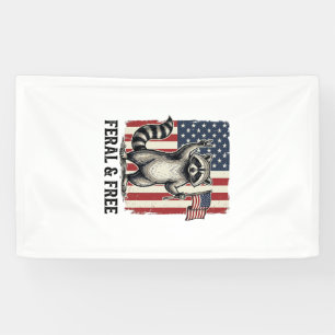 Feral and Free Patriotic Racoon Vintage Shirt Des Banner