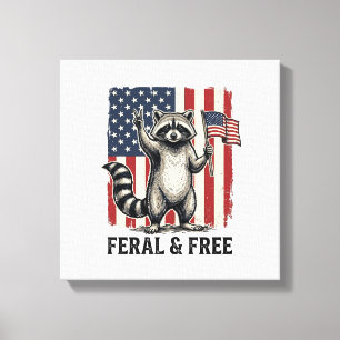 Feral and Free Patriotic Racoon Vintage Shirt Des Canvas Print