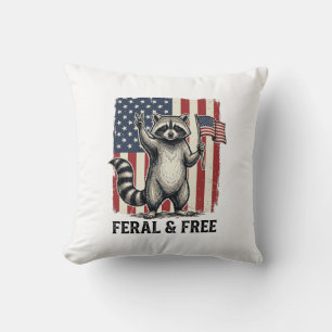 Feral and Free Patriotic Racoon Vintage Shirt Des Cushion