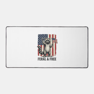 Feral and Free Patriotic Racoon Vintage Shirt Des Desk Mat