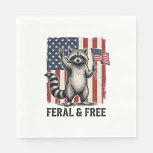 Feral and Free Patriotic Racoon Vintage Shirt Des Napkin