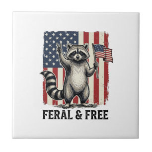 Feral and Free Patriotic Racoon Vintage Shirt Des Tile