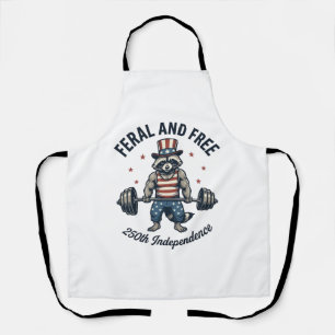 Feral and Free Patriotic Racoon Weightlifting Shi Apron