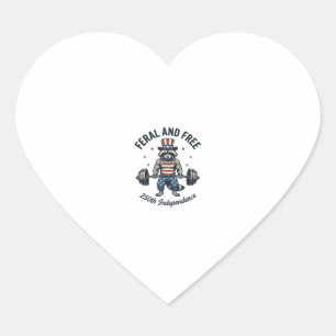 Feral and Free Patriotic Racoon Weightlifting Shi Heart Sticker