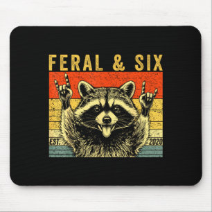 Feral and six racoon funny 6th birthday girls mouse pad