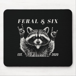 Feral and six racoon funny 6th birthday girls mouse pad
