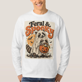 Feral and Spooky Funny Racoon Ghost Vintage T-Shirt