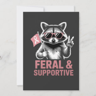 Feral and Supportive Breast cancer awareness Holiday Card