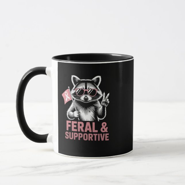 Feral and Supportive Breast cancer awareness   Mug (Left)