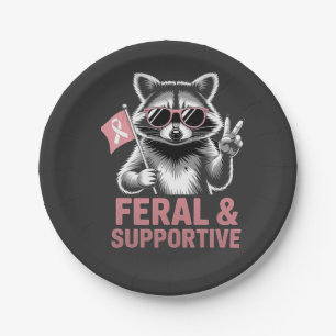 Feral and Supportive Breast cancer awareness Paper Plate