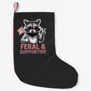 Feral and Supportive Breast cancer awareness Small Christmas Stocking
