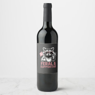 Feral and Supportive Breast cancer awareness   Wine Label