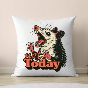 Feral Angry Possum Not Today Typography Cushion