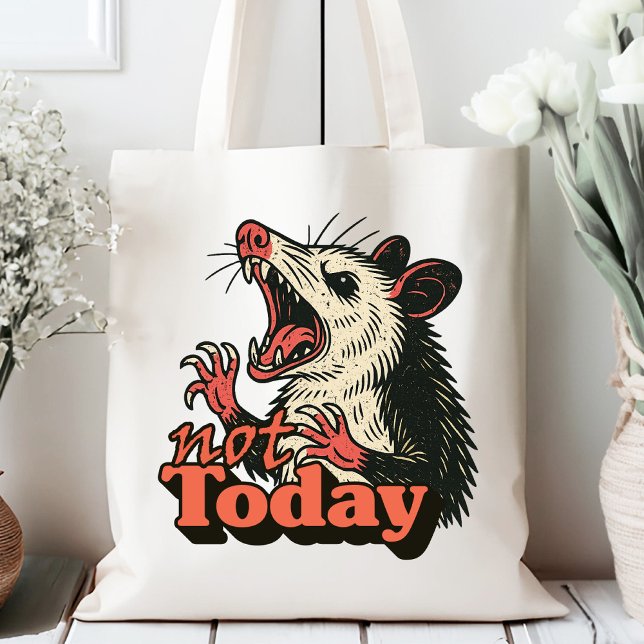 Feral Angry Possum Not Today Typography Tote Bag (Make a fierce statement with this feral possum design
)