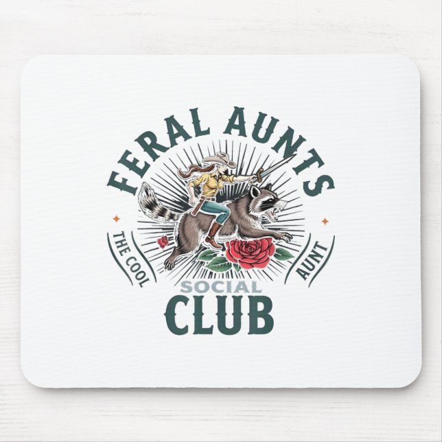 Feral Aunts Social Club The Cool Aunt Racoon  Mouse Pad (Front)