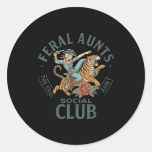 Feral Aunts Social Club Western Cowgirl Riding Tig Classic Round Sticker