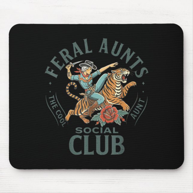 Feral Aunts Social Club Western Cowgirl Riding Tig Mouse Pad (Front)
