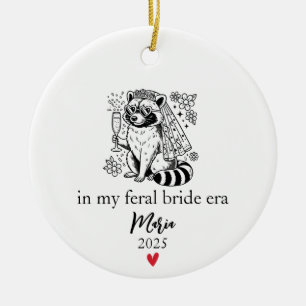 Feral Bride Era, Funny Raccoon Bride Gift Ceramic Tree Decoration