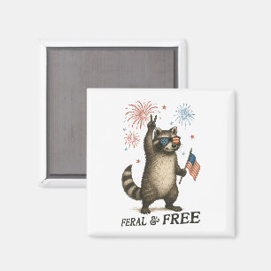 Feral But Free Fireworks Feral Raccoon 4th Of July Magnet