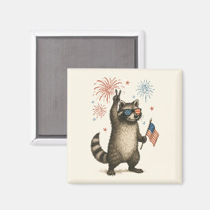 Feral But Free Fireworks Feral Racoon 4th Of July Magnet