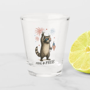 Feral But Free Fireworks Feral Racoon 4th Of July Shot Glass