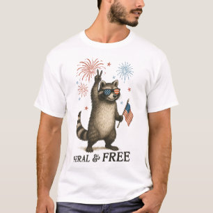 Feral But Free Fireworks Feral Racoon 4th Of July T-Shirt