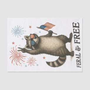 Feral But Free Fireworks Feral Racoon 4th Of July Tissue Paper