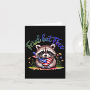 Feral But Free Funny Racoon 4th Of July Womens Pa Card
