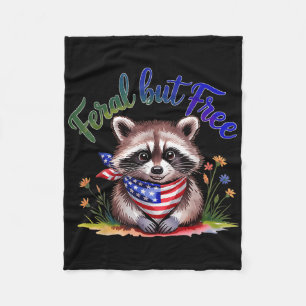 Feral But Free Funny Racoon 4th Of July Womens Pa Fleece Blanket