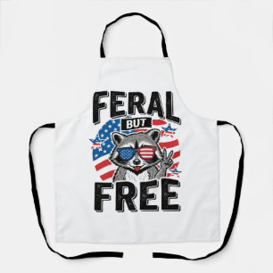 Feral But Free Patriotic Racoon Vintage Shirt Des Apron