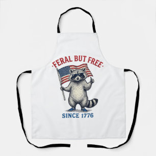 Feral But Free Patriotic Racoon Vintage Shirt Des Apron
