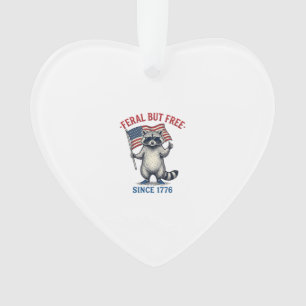 Feral But Free Patriotic Racoon Vintage Shirt Des Ornament