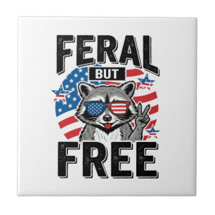 Feral But Free Patriotic Racoon Vintage Shirt Des Tile