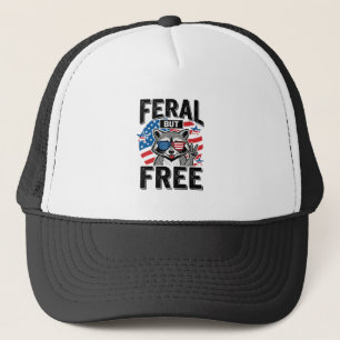 Feral But Free Patriotic Racoon Vintage Shirt Des Trucker Hat