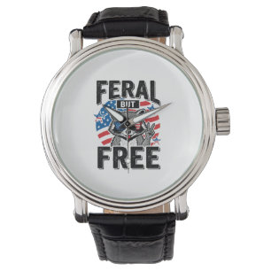 Feral But Free Patriotic Racoon Vintage Shirt Des Watch