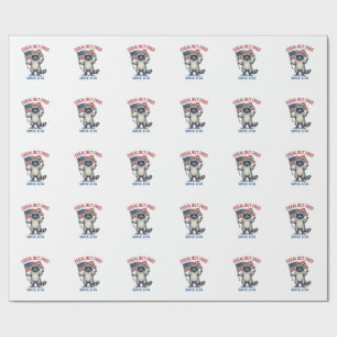 Feral But Free Patriotic Racoon Vintage Shirt Des Wrapping Paper
